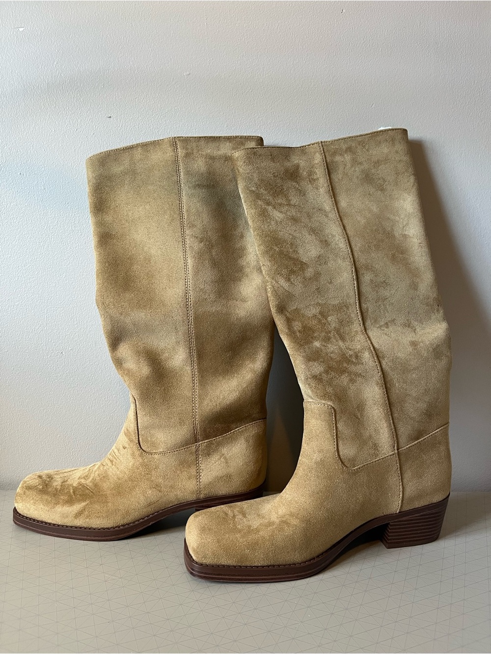 H&M Women’s Knee High Dark Beige Biker Boots - Size US 9